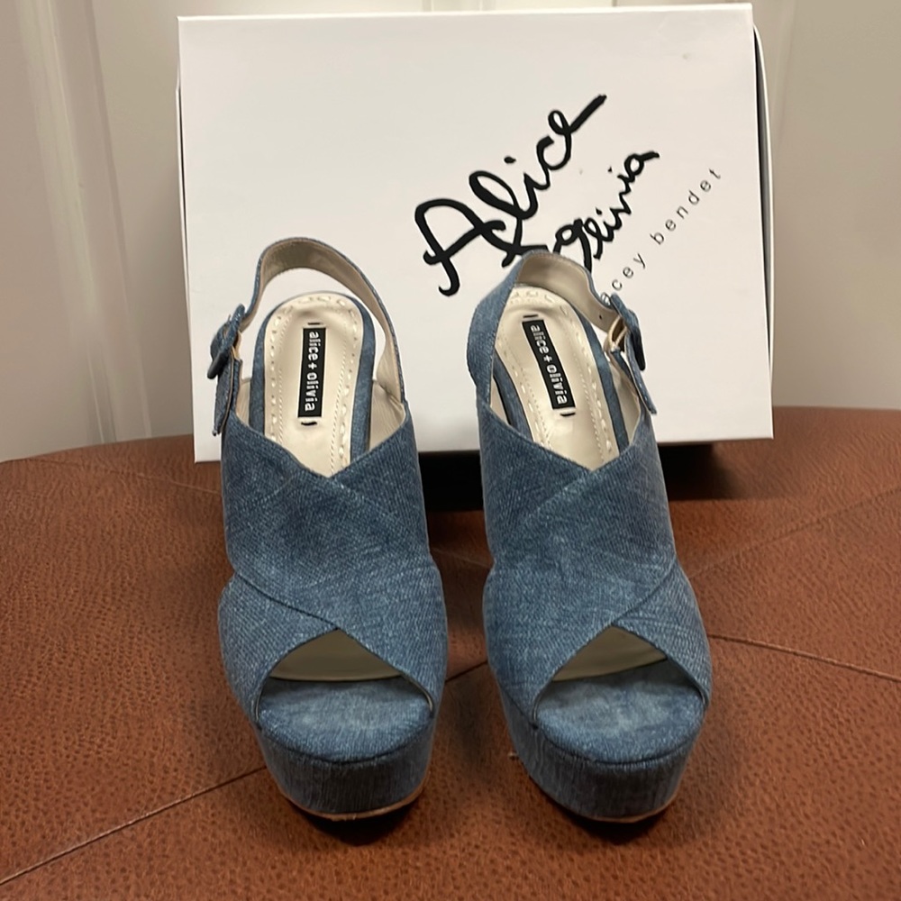 Alice and Olivia jean platform sandal